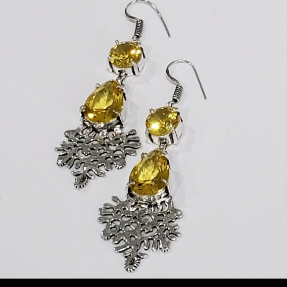Beautiful Handmade Citrine Gemstone 925 Drop Dangle Earrings - Picture 3 of 11